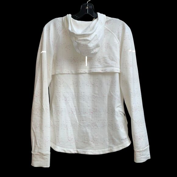 Nike Running Dri-Fit Women's M Hoodie Fitted Pink/White Athletic Sweatshirt - Picture 3 of 6